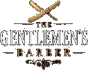 Logo van The Gentlemen's Barber: gekruiste scheermessen boven de naam